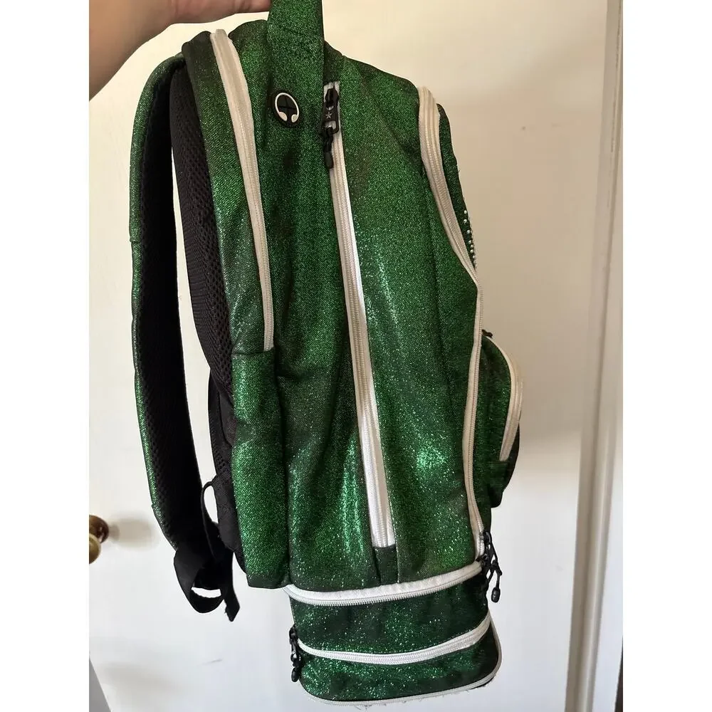 Lucky Green Rebel Dream Bag Plus Cheerleading Backpack Sparkly Glitter Crystals